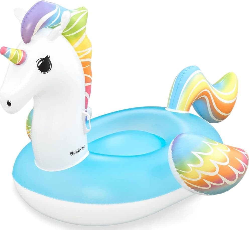 CAVALCABILE GONFIABILE DA PISCINA A FORMA DI UNICORNO GIGANTE 224X164CM MANIGLIE 41113 - 10