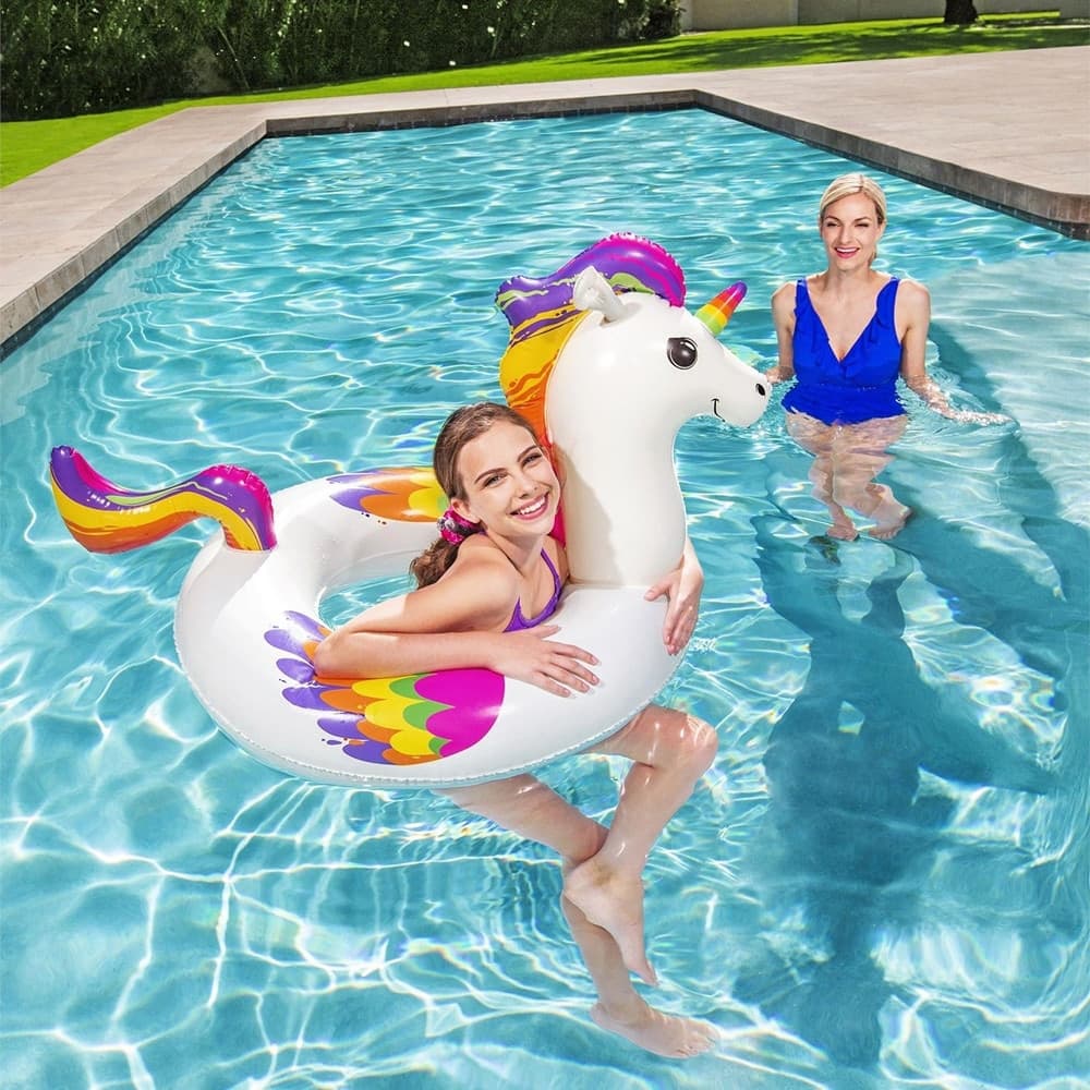 SALVAGENTE GONFIABILE FANTASY UNICORNO GRAFICA MULTICOLOR 119X91CM PISCINA LAGO MARE 36159 - 11