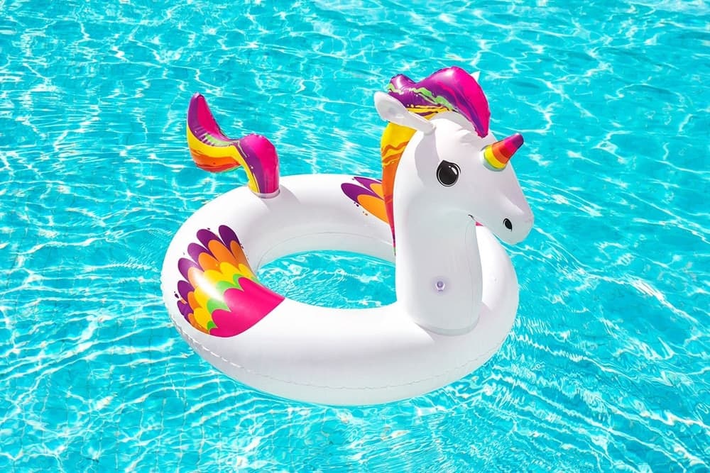 SALVAGENTE GONFIABILE FANTASY UNICORNO GRAFICA MULTICOLOR 119X91CM PISCINA LAGO MARE 36159 - 4