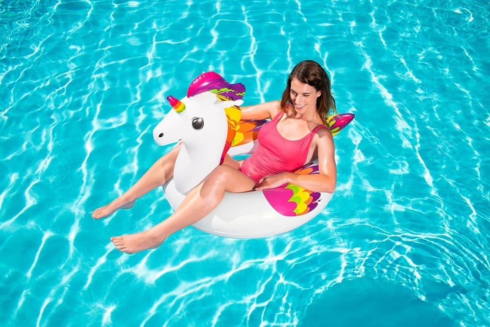 SALVAGENTE GONFIABILE FANTASY UNICORNO GRAFICA MULTICOLOR 119X91CM PISCINA LAGO MARE 36159 - 6
