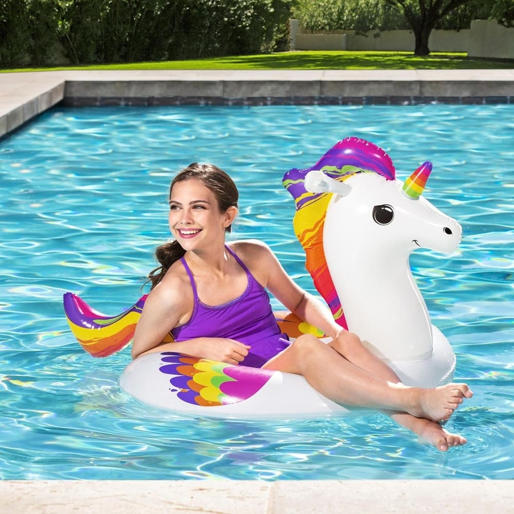 SALVAGENTE GONFIABILE FANTASY UNICORNO GRAFICA MULTICOLOR 119X91CM PISCINA LAGO MARE 36159 - 7