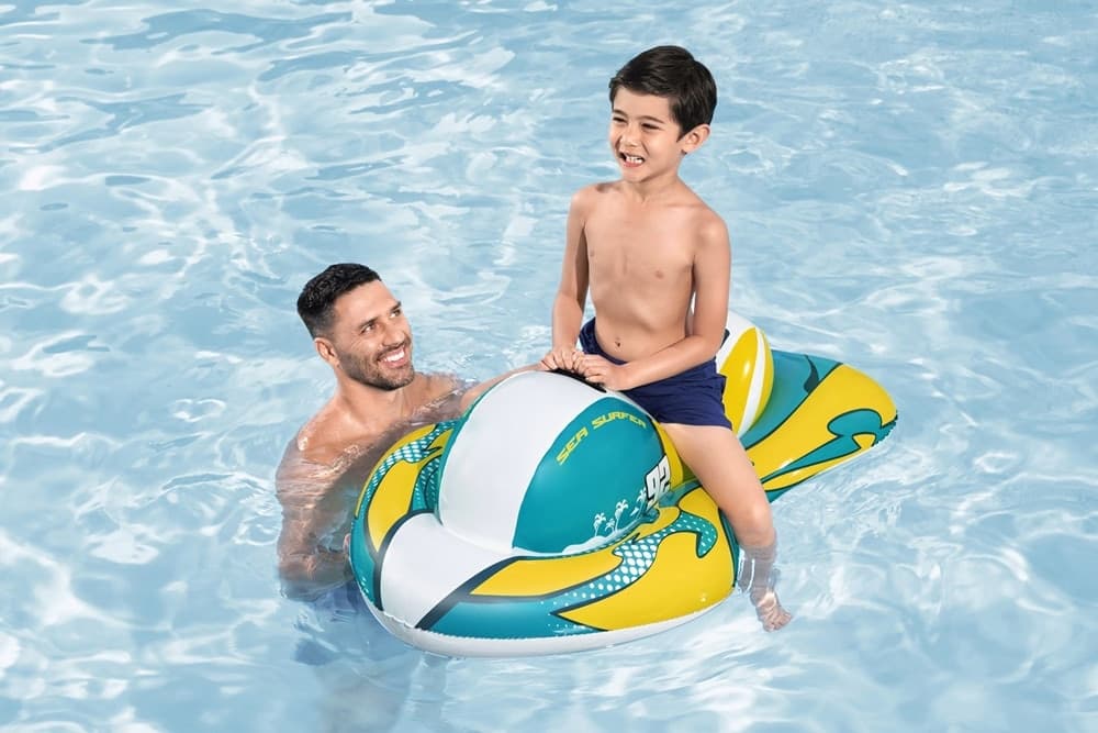MOTO D'ACQUA CAVALCABILE GONFIABILE GIOCATTOLO PER PISCINA 117X77CM CON MANIGLIA 41540 - 4