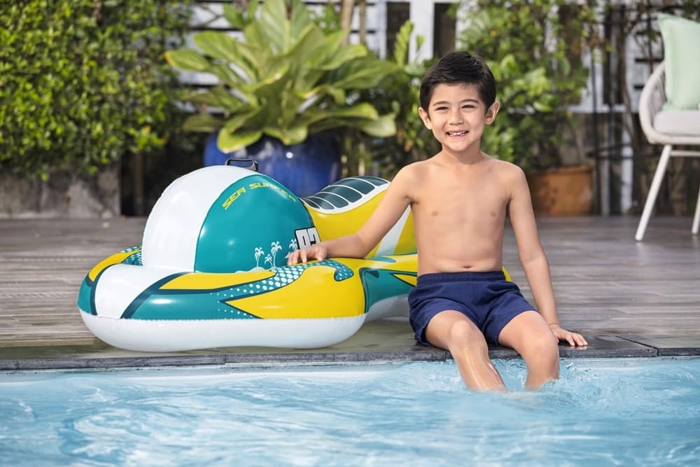 MOTO D'ACQUA CAVALCABILE GONFIABILE GIOCATTOLO PER PISCINA 117X77CM CON MANIGLIA 41540 - 6
