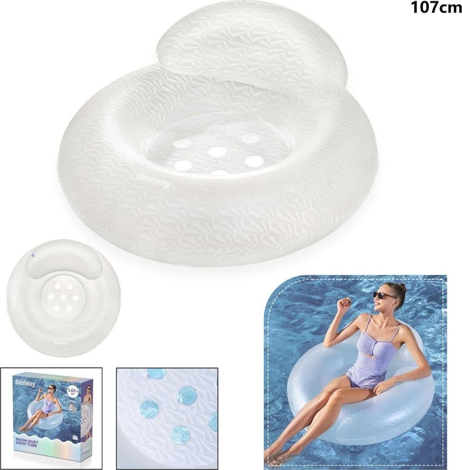SALVAGENTE GONFIABILE CON SCHIENALE MOON DUST 107CM DESIGN SCINTILLANTE PISCINA MARE 43923 - 2