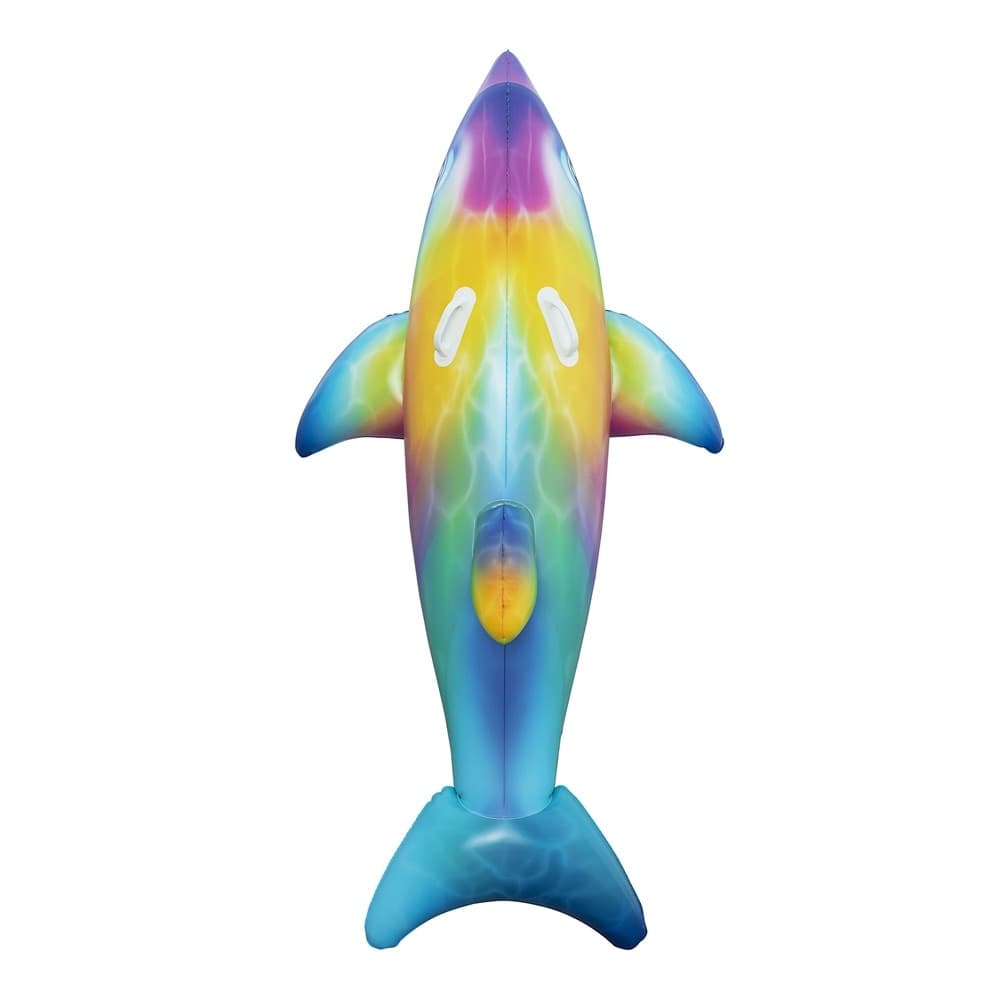 CAVALCABILE GONFIABILE GALLEGGIANTE A FORMA DI DELFINO ARCOBALENO MANIGLIE 168X66CM 41541 - 10