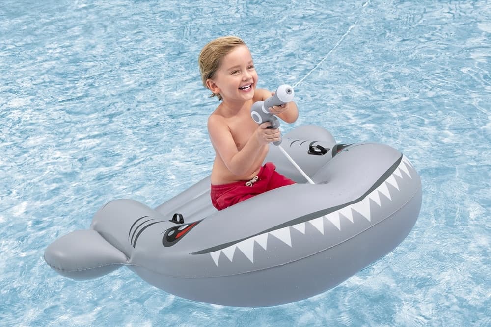 GONFIABILE SQUALO TAVOLA DA NUOTO 160X115CM PER BAMBINI CON PISTOLA AD ACQUA MANIGLIE 42073 - 3