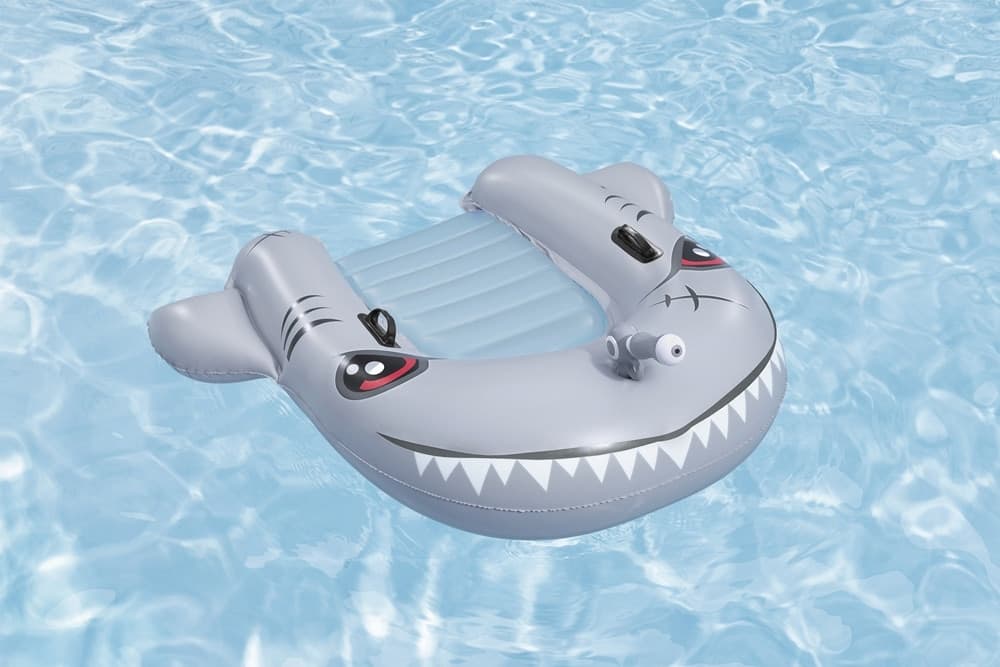 GONFIABILE SQUALO TAVOLA DA NUOTO 160X115CM PER BAMBINI CON PISTOLA AD ACQUA MANIGLIE 42073 - 8