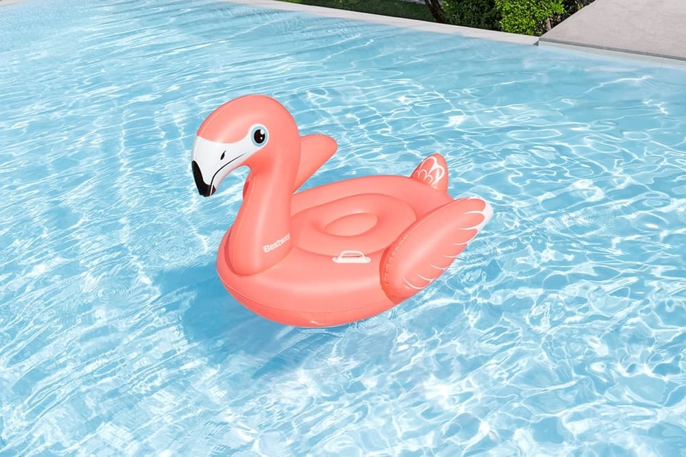 CAVALCABILE GONFIABILE GIOCO DA PISCINA A FORMA DI FENICOTTERO 138X107CM 2 MANIGLIE 41525 - 11