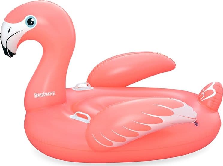 CAVALCABILE GONFIABILE GIOCO DA PISCINA A FORMA DI FENICOTTERO 138X107CM 2 MANIGLIE 41525 - 12