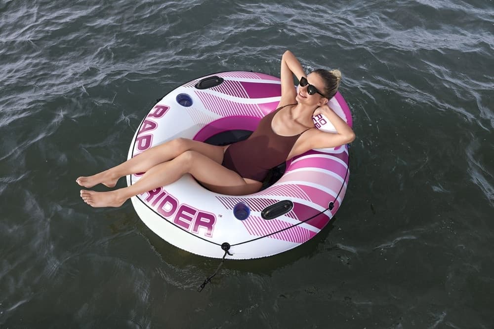 SALVAGENTE GONFIABILE HYDRO FORCE RAPID RIDER ROSA CON SCHIENALE PORTABEVANDE Ø135CM 43953 - 4