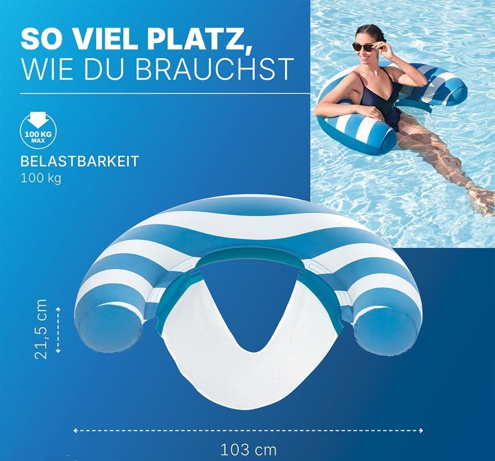 SEDILE SEDIA GALLEGGIANTE DA PISCINA CON SUPERFICIE IN VELLUTO SEDUTA IN RETE 43852 - 4