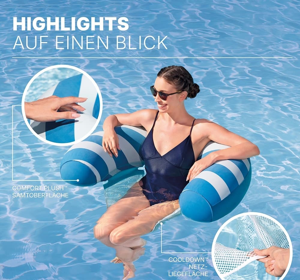SEDILE SEDIA GALLEGGIANTE DA PISCINA CON SUPERFICIE IN VELLUTO SEDUTA IN RETE 43852 - 5