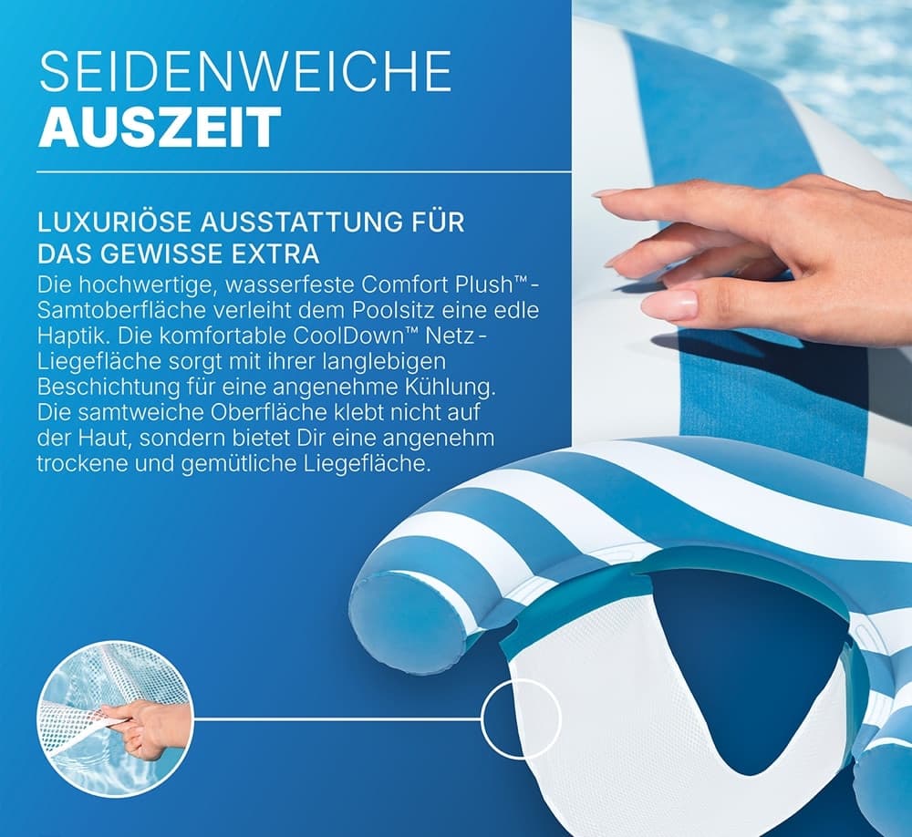 SEDILE SEDIA GALLEGGIANTE DA PISCINA CON SUPERFICIE IN VELLUTO SEDUTA IN RETE 43852 - 6