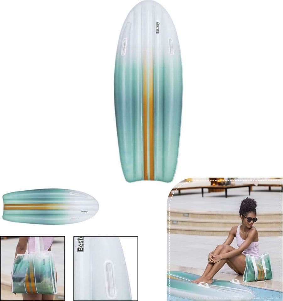 SET 2IN1 MATERASSINO GONFIABILE FORMA TAVOLA DA SURF CON BORSA ABBINATA DA SPIAGGIA 42072 - 2