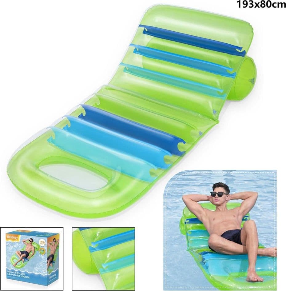 LETTINO MATERASSINO GALLEGGIANTE GONFIABILE REGOLABILE LOUNGE 193X80CM PISCINA MARE 43962 - 2