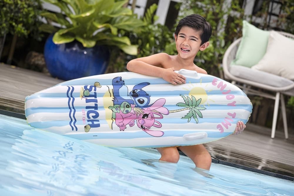 MATERASSINO TAVOLETTA DA SURF GONFIABILE DA NUOTO PER BAMBINI STITCH 112X40X10CM 9104V - 5