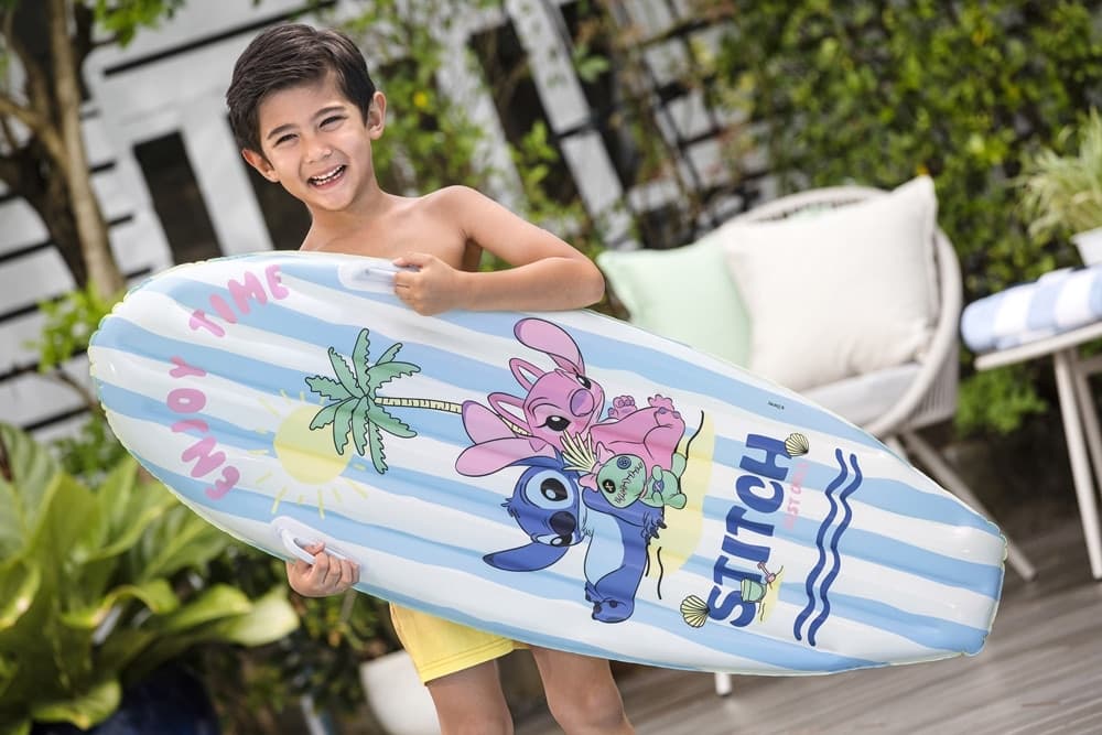 MATERASSINO TAVOLETTA DA SURF GONFIABILE DA NUOTO PER BAMBINI STITCH 112X40X10CM 9104V - 6