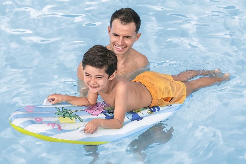 MATERASSINO TAVOLETTA DA SURF GONFIABILE DA NUOTO PER BAMBINI STITCH 112X40X10CM 9104V - 7