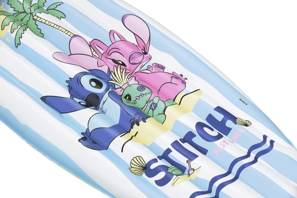MATERASSINO TAVOLETTA DA SURF GONFIABILE DA NUOTO PER BAMBINI STITCH 112X40X10CM 9104V - 8