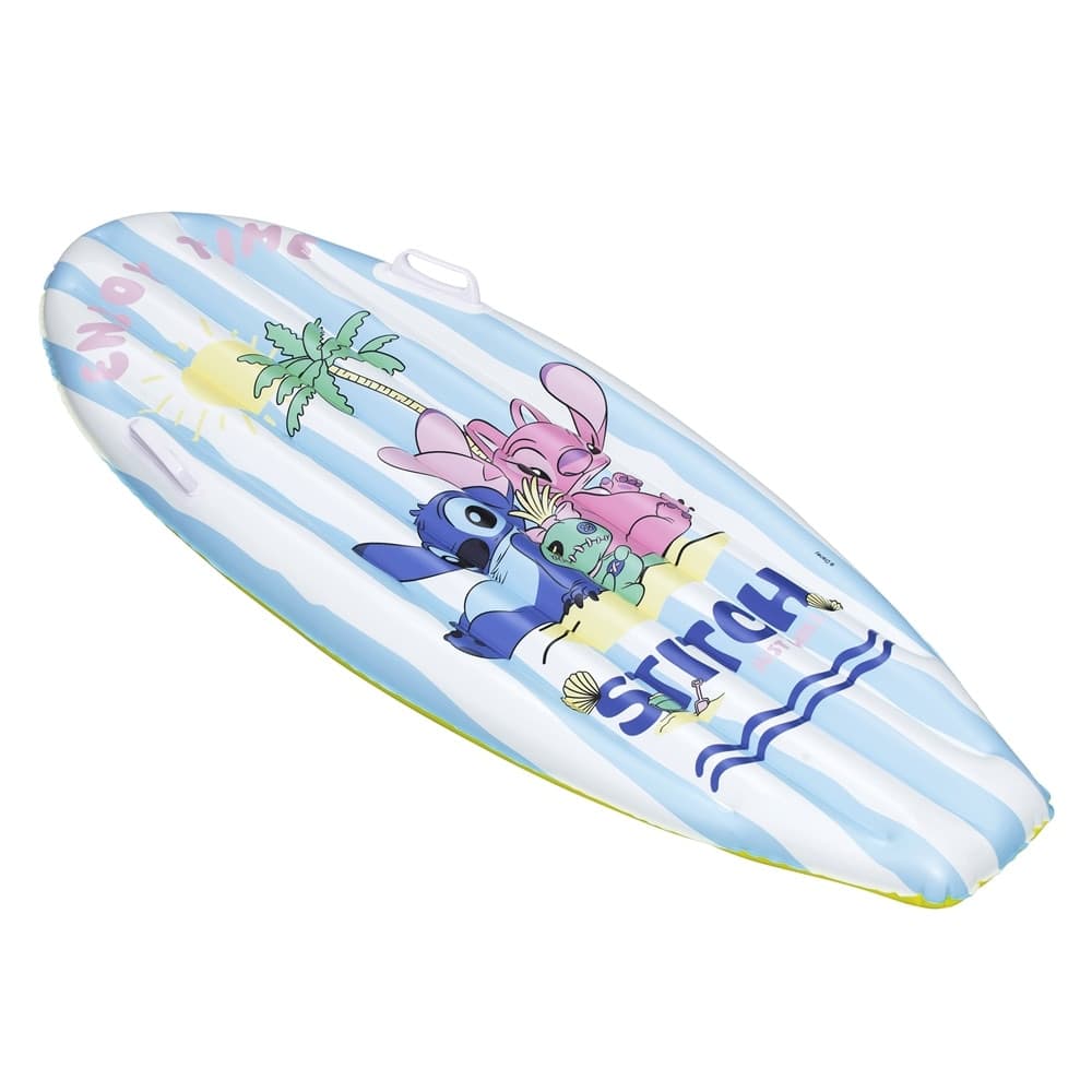 MATERASSINO TAVOLETTA DA SURF GONFIABILE DA NUOTO PER BAMBINI STITCH 112X40X10CM 9104V - 10