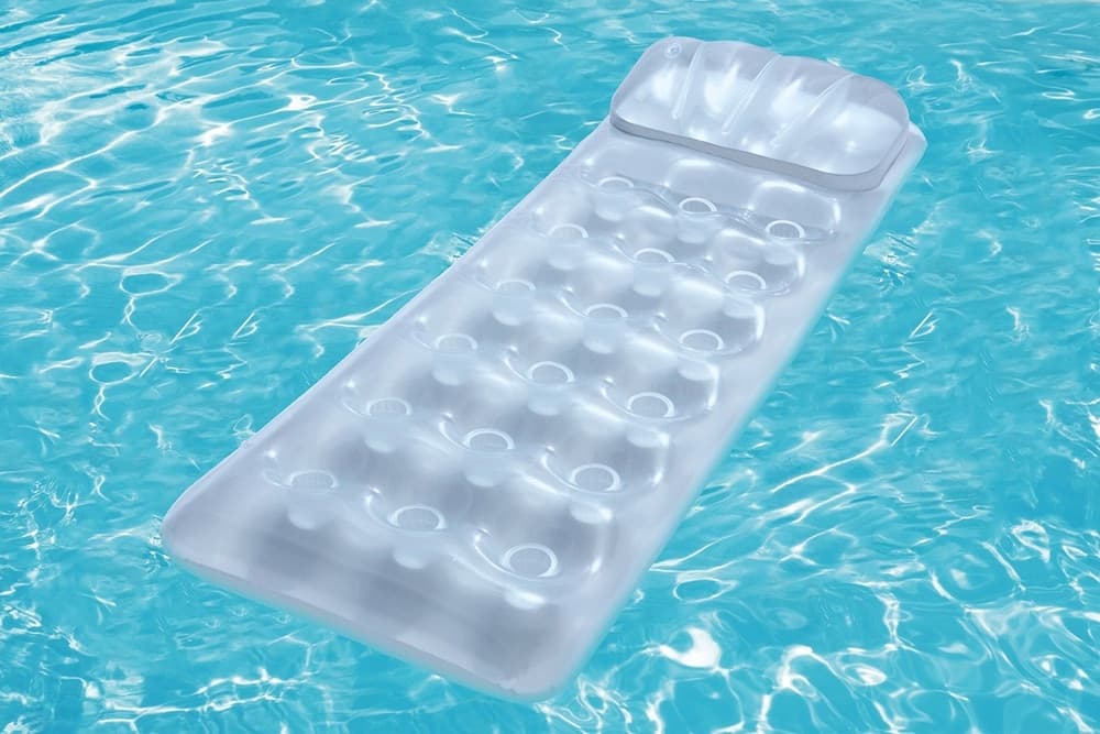 MATERASSO GONFIABILE 188X71CM ARGENTATO TRASPARENTE CON CUSCINO PER PISCINA LAGO 43024 - 11