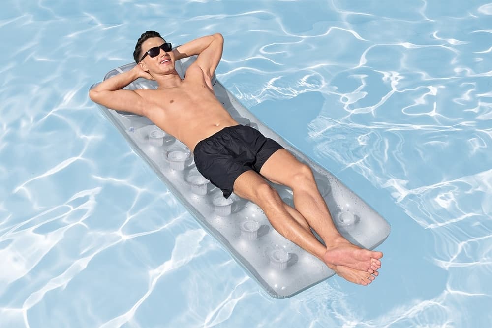 MATERASSO GONFIABILE 188X71CM ARGENTATO TRASPARENTE CON CUSCINO PER PISCINA LAGO 43024 - 3