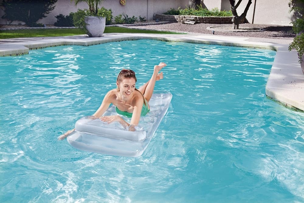 MATERASSO GONFIABILE 188X71CM ARGENTATO TRASPARENTE CON CUSCINO PER PISCINA LAGO 43024 - 6