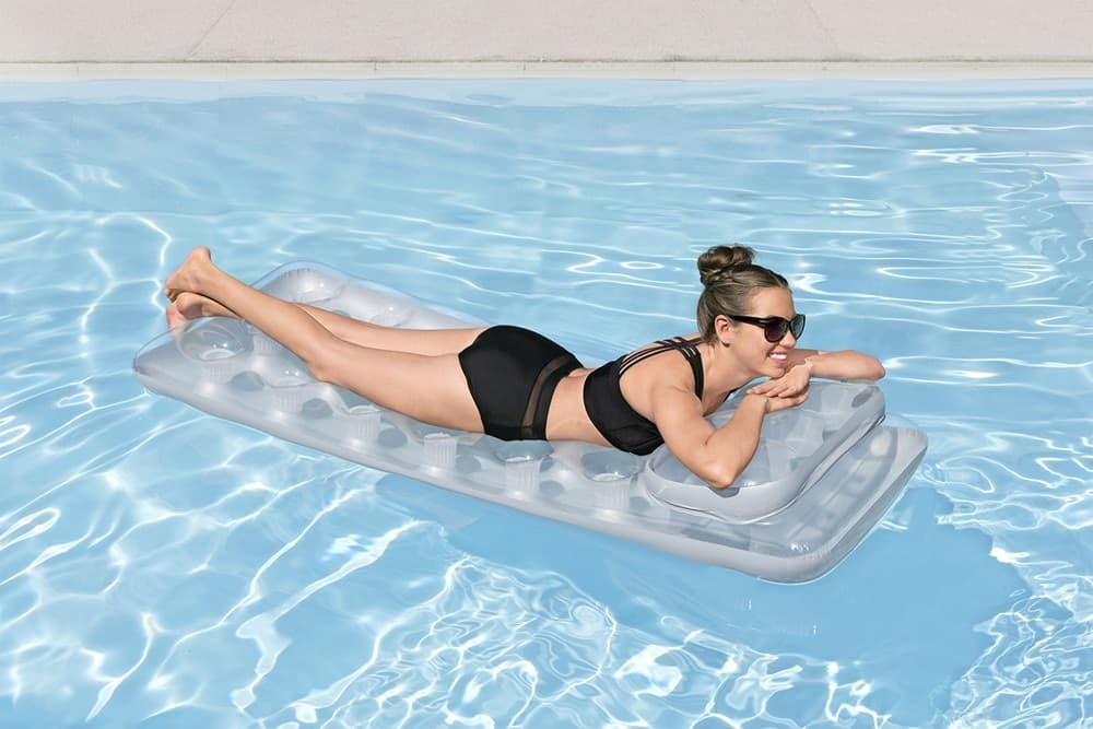MATERASSO GONFIABILE 188X71CM ARGENTATO TRASPARENTE CON CUSCINO PER PISCINA LAGO 43024 - 7