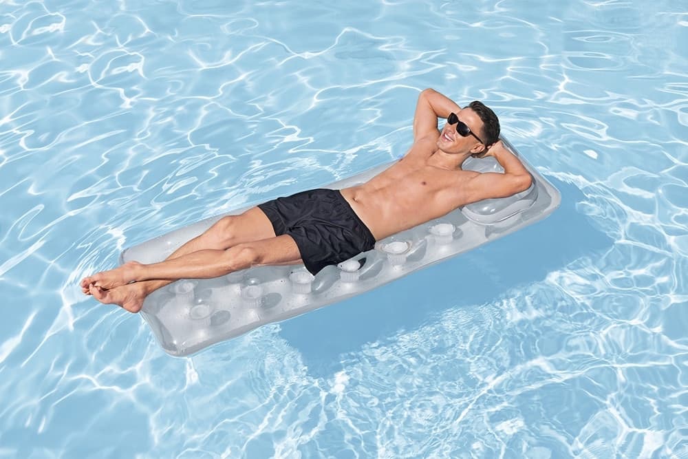 MATERASSO GONFIABILE 188X71CM ARGENTATO TRASPARENTE CON CUSCINO PER PISCINA LAGO 43024 - 8