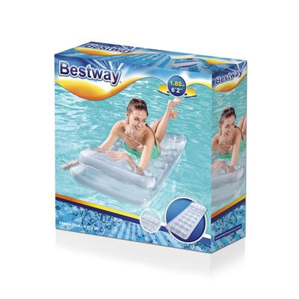 MATERASSO GONFIABILE 188X71CM ARGENTATO TRASPARENTE CON CUSCINO PER PISCINA LAGO 43024 - 10