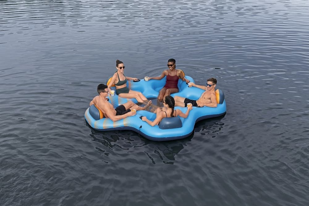 ISOLA GONFIABILE GALLEGGIANTE 5 ADULTI 300X287CM CON SCHIENALI PORTABEVANDE MANIGLIE 43842 - 8