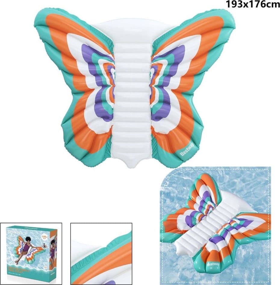 MATERASSINO GONFIABILE BOHO BUTTERFLY MARE PISCINA FORMA FARFALLA 193X176CM ESTATE 43963 - 3