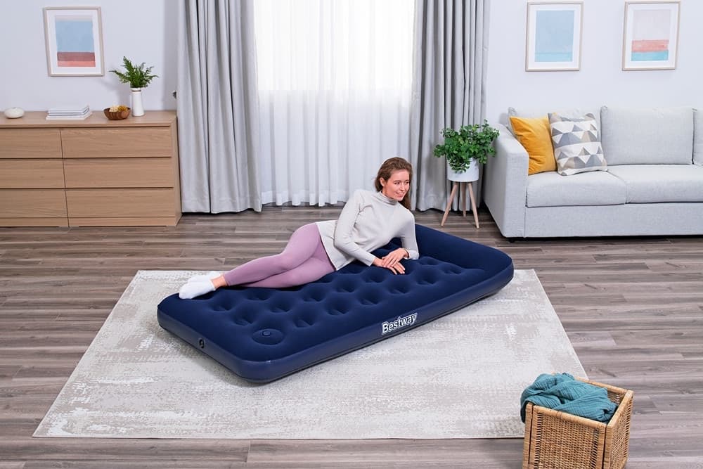 MATERASSINO GONFIABILE SINGOLO FLOCCATO CON POMPA A PEDALE INTEGRATA 188X99X28 CM 67224 - 2