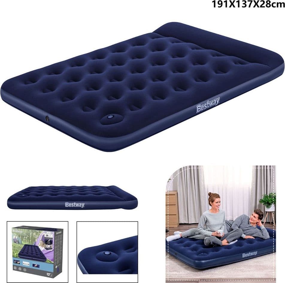 MATERASSO GONFIABILE MATRIMONIALE FLOCCATO CON POMPA A PEDALE INTEGRATA 191X137X28CM 67225 - 13