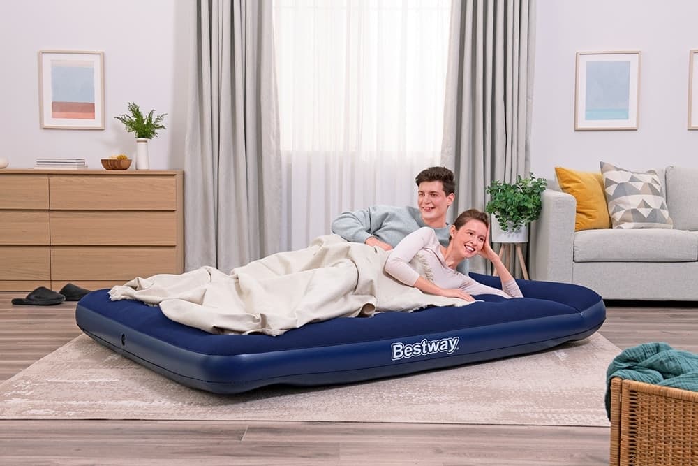 MATERASSO GONFIABILE MATRIMONIALE FLOCCATA CON POMPA A PEDALE INTEGRATA 203X152X28CM 67226 - 4