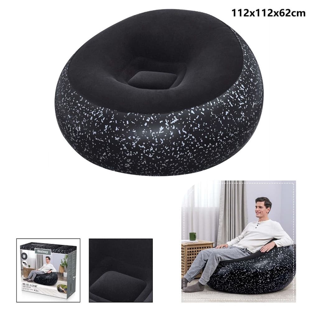 POLTRONA POUF GONFIABILE 112X112X66CM SUPERFICIE VELLUTATA DESIGN MACCHIETTATO CASA GIARDINO - 25