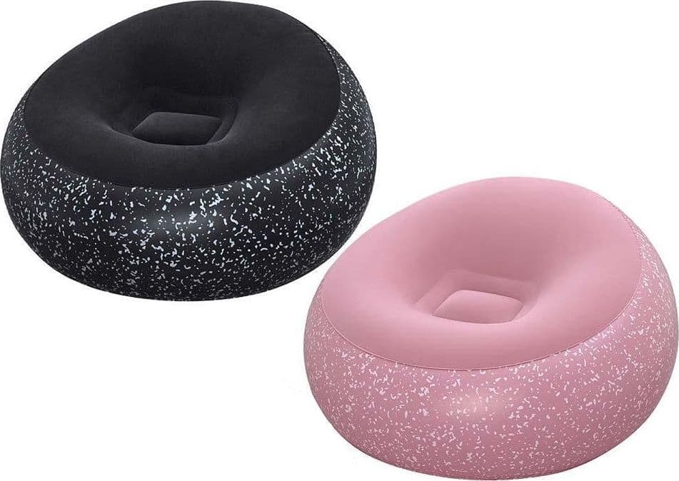 POLTRONA POUF GONFIABILE 112X112X66CM SUPERFICIE VELLUTATA DESIGN MACCHIETTATO CASA GIARDINO