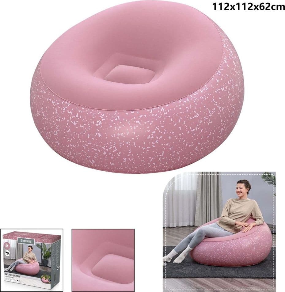 POLTRONA POUF GONFIABILE 112X112X66CM SUPERFICIE VELLUTATA DESIGN MACCHIETTATO CASA GIARDINO - 14