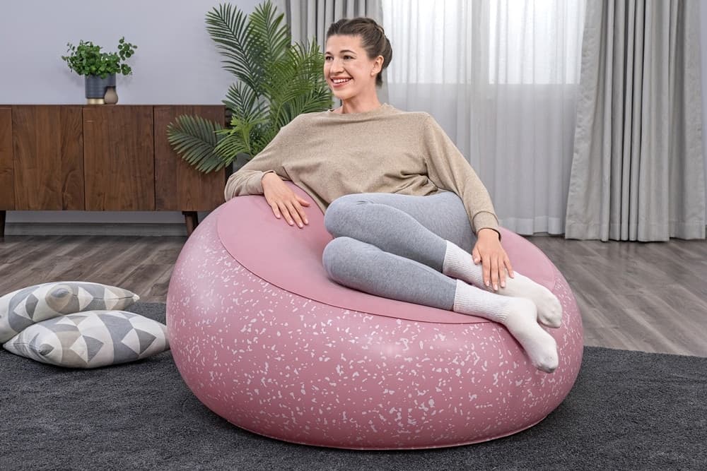 POLTRONA POUF GONFIABILE 112X112X66CM SUPERFICIE VELLUTATA DESIGN MACCHIETTATO CASA GIARDINO - 17