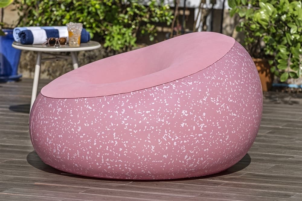 POLTRONA POUF GONFIABILE 112X112X66CM SUPERFICIE VELLUTATA DESIGN MACCHIETTATO CASA GIARDINO - 19