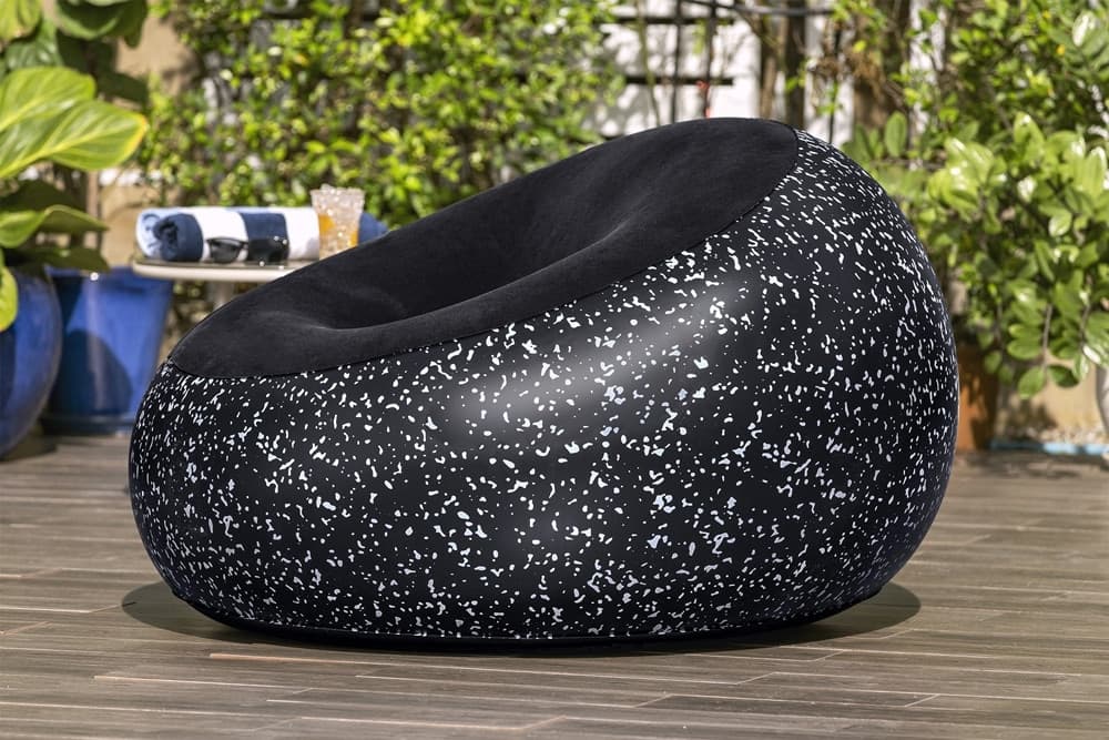 POLTRONA POUF GONFIABILE 112X112X66CM SUPERFICIE VELLUTATA DESIGN MACCHIETTATO CASA GIARDINO - 8
