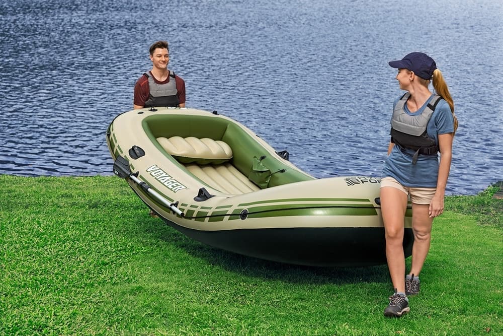SET COMPLETO GOMMONE GONFIABILE HYDRO-FORCE VOYAGER X4 350X145X49CM REMI POMPA BORSA 65156 - 8