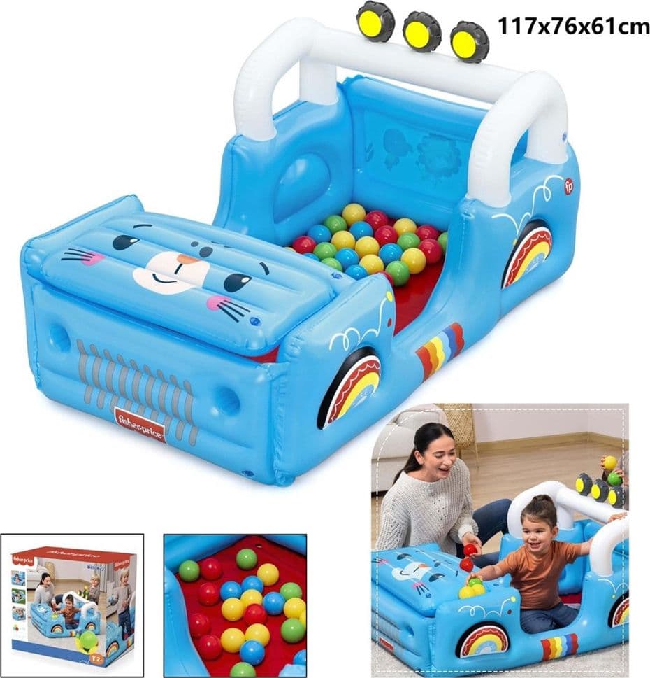 PISCINA GONFIABILE PER BAMBINI FORMA FUORISTRADA SAFARI CON PALLINE COFANO APRIBILE 93577 - 2