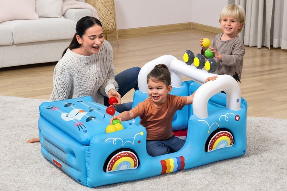 PISCINA GONFIABILE PER BAMBINI FORMA FUORISTRADA SAFARI CON PALLINE COFANO APRIBILE 93577 - 3