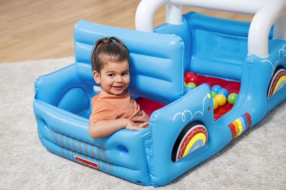 PISCINA GONFIABILE PER BAMBINI FORMA FUORISTRADA SAFARI CON PALLINE COFANO APRIBILE 93577 - 5