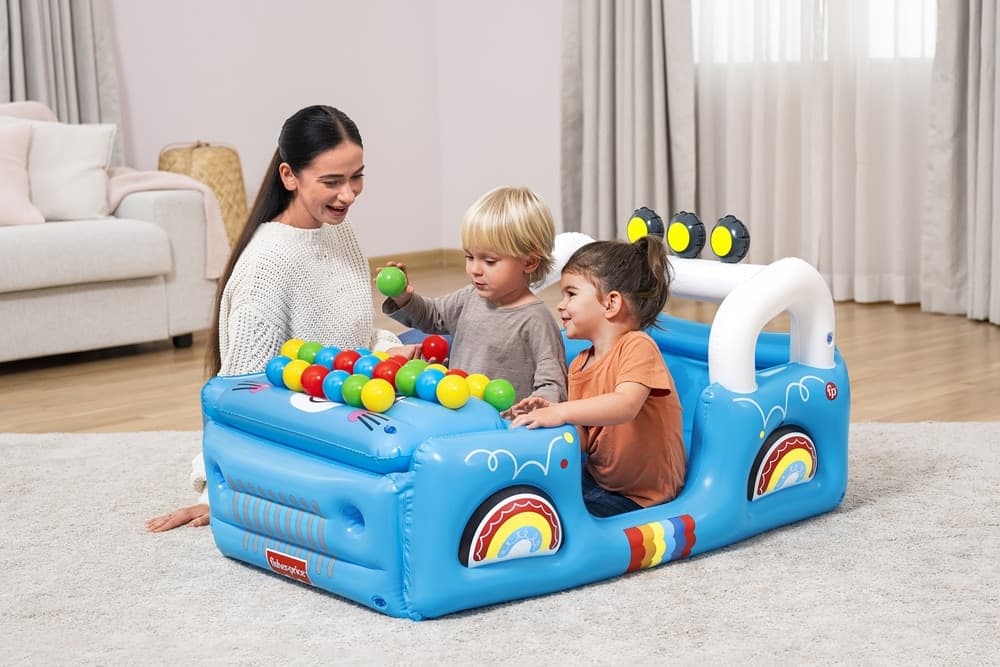 PISCINA GONFIABILE PER BAMBINI FORMA FUORISTRADA SAFARI CON PALLINE COFANO APRIBILE 93577 - 6