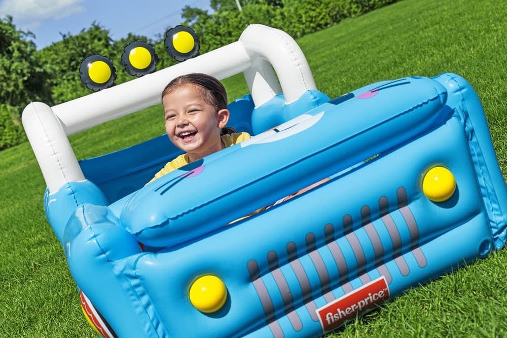 PISCINA GONFIABILE PER BAMBINI FORMA FUORISTRADA SAFARI CON PALLINE COFANO APRIBILE 93577 - 8