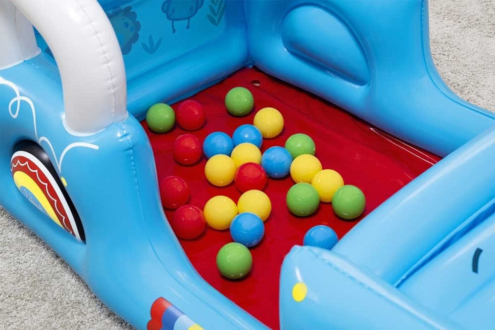 PISCINA GONFIABILE PER BAMBINI FORMA FUORISTRADA SAFARI CON PALLINE COFANO APRIBILE 93577 - 10