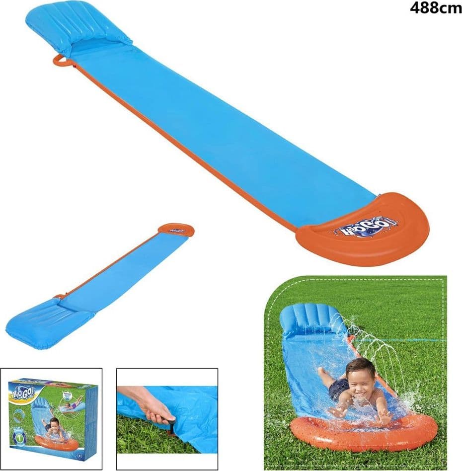 SCIVOLO ACQUATICO GONFIABILE MONOPOSTO 488 CM CON SPRUZZATORI D'ACQUA PER GIARDINO 52477 - 2