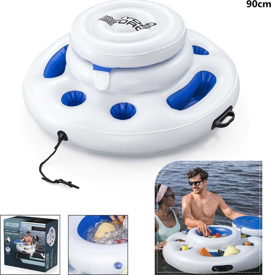BORSA TERMICA FRIGO GALLEGGIANTE GONFIABILE 90CM PORTABICCHIERI MANIGLIE FIBBIE AGGANCIO 43949 - 2
